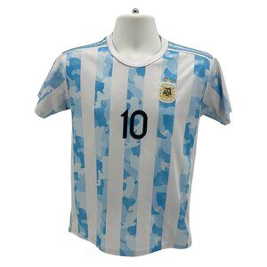 AFA Boys 28 Jersey Lionel Messi #10 Argentina Short Sleeve Blue White Soccer